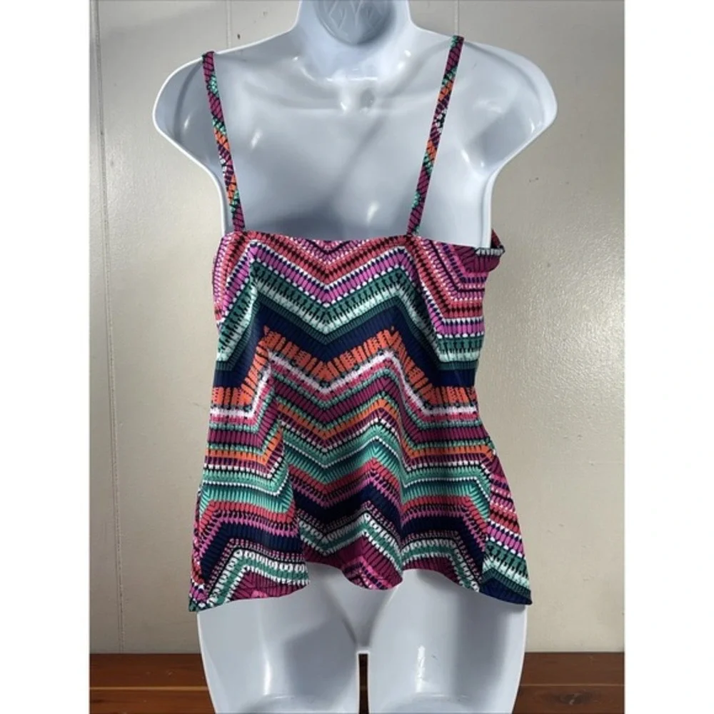 NWT AMERICAN BEACH  Geometric boho PADDED Tankini Top 12‎ beach pool